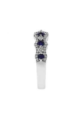 Openwork Sapphire Ring with Diamonds in 18k White Gold