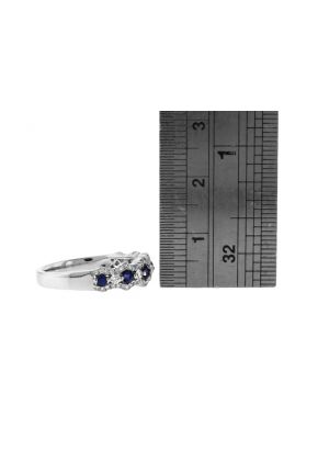 Openwork Sapphire Ring with Diamonds in 18k White Gold