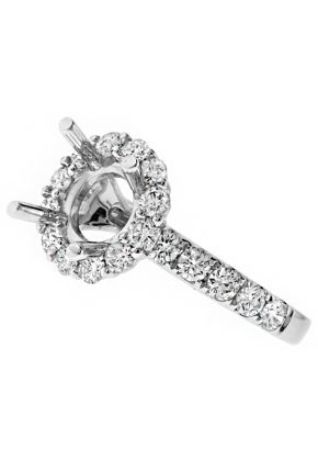 Circle Halo Diamond Engagement Ring Semi Mount in 18kt White Gold