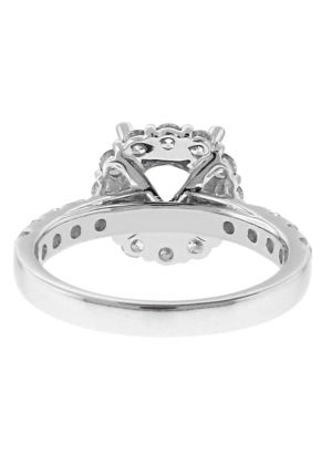 Circle Halo Diamond Engagement Ring Semi Mount in 18kt White Gold