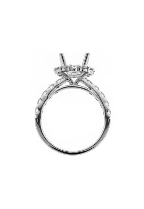 Circle Halo Diamond Engagement Ring Semi Mount in 18kt White Gold