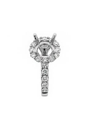 Circle Halo Diamond Engagement Ring Semi Mount in 18kt White Gold