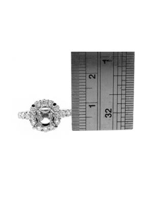 Circle Halo Diamond Engagement Ring Semi Mount in 18kt White Gold