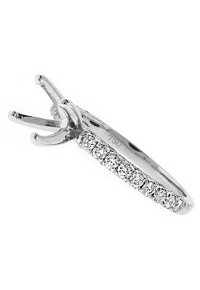 U Prong Shank Scallop Side Design with Milgrain Diamond Engagement Ring Semi Mount
