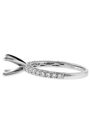 U Prong Shank Scallop Side Design with Milgrain Diamond Engagement Ring Semi Mount