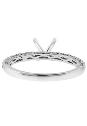 U Prong Shank Scallop Side Design with Milgrain Diamond Engagement Ring Semi Mount