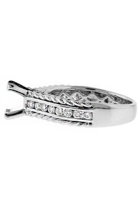 Channel Set Diamonds with Side Rope Design Engagement Ring Semi Mount in 18kt White Gold