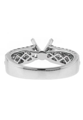 Channel Set Diamonds with Side Rope Design Engagement Ring Semi Mount in 18kt White Gold