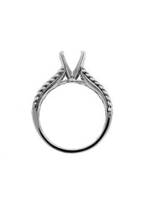 Channel Set Diamonds with Side Rope Design Engagement Ring Semi Mount in 18kt White Gold