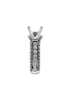 Channel Set Diamonds with Side Rope Design Engagement Ring Semi Mount in 18kt White Gold