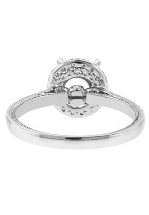 Top and Bottom Circle Halo Diamond Engagement Ring Semi Mount in 18kt White Gold