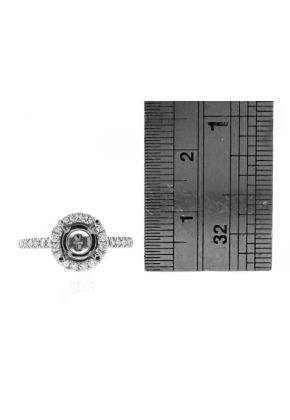 Top and Bottom Circle Halo Diamond Engagement Ring Semi Mount in 18kt White Gold