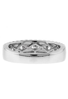 Channel Set With Side Rope Design Sides Wedding Band in 18kt White Gold