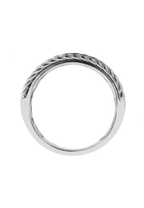 Channel Set With Side Rope Design Sides Wedding Band in 18kt White Gold
