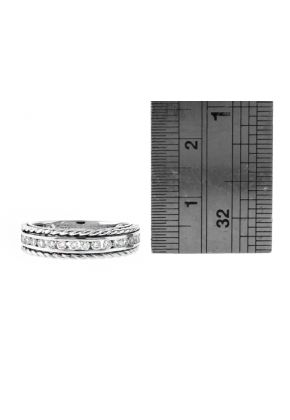 Channel Set With Side Rope Design Sides Wedding Band in 18kt White Gold