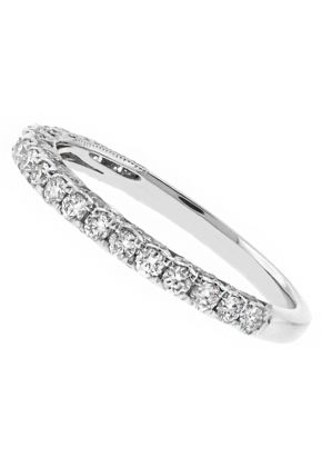 Diamond Wedding Band with Scalloped and Beaded Side Detail in 18kt White Gold
