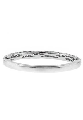 Diamond Wedding Band with Scalloped and Beaded Side Detail in 18kt White Gold
