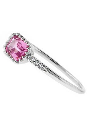 Pink Sapphire Ring With Diamond Accents in 14kt White Gold