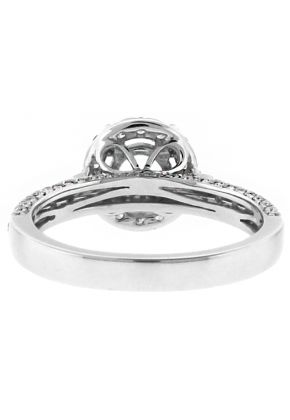 Semi Mount Round Halo Engagement Ring with Diamonds in 18k White Gold