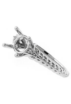 Diamond Embellished Rope Design Semi Mount Engagement Ring in 18kt White Gold