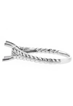 Diamond Embellished Rope Design Semi Mount Engagement Ring in 18kt White Gold