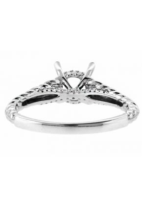 Diamond Embellished Rope Design Semi Mount Engagement Ring in 18kt White Gold
