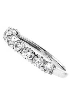 9 Stone Single Row Diamond Ring in 18kt White Gold