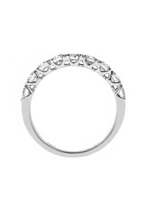 9 Stone Single Row Diamond Ring in 18kt White Gold