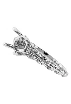 Diamond Embellished Twist Design Semi Mount Engagement Ring in 18kt White Gold