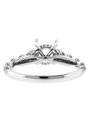 Diamond Embellished Twist Design Semi Mount Engagement Ring in 18kt White Gold