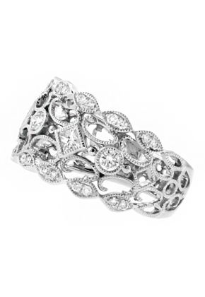 Open Lace Design Diamond Ring in 18kt White Gold