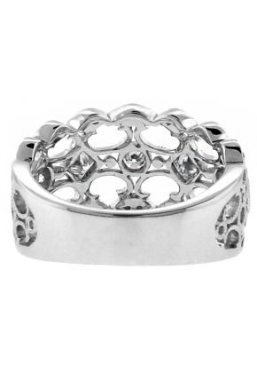 Open Lace Design Diamond Ring in 18kt White Gold