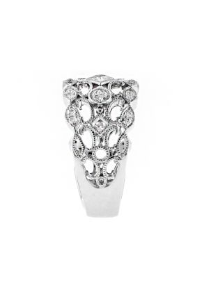 Open Lace Design Diamond Ring in 18kt White Gold