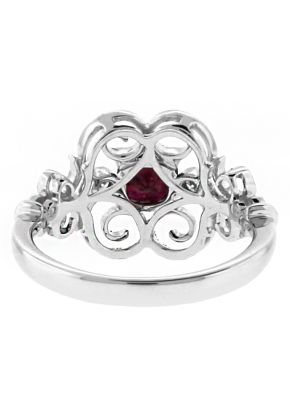 Vintage Lace Design Ruby and Diamond Ring in 18kt White Gold