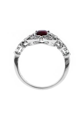 Vintage Lace Design Ruby and Diamond Ring in 18kt White Gold