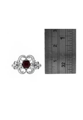 Vintage Lace Design Ruby and Diamond Ring in 18kt White Gold