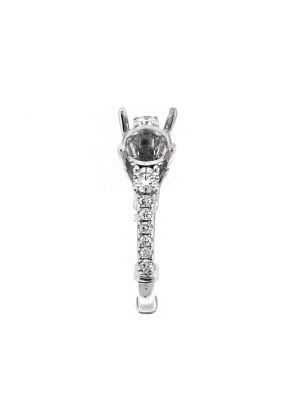 Three Stone Look with Scroll Detail Semi Mount Diamond Engagement Ring in 18kt White Gold