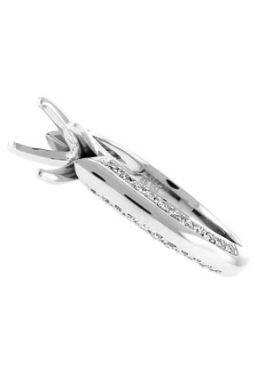 Knife Edge Shank Bordered with Diamonds Semi Mount Engagement Ring in 18kt White Gold