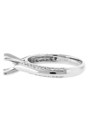 Knife Edge Shank Bordered with Diamonds Semi Mount Engagement Ring in 18kt White Gold