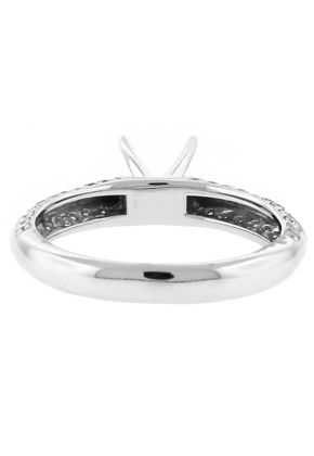 Knife Edge Shank Bordered with Diamonds Semi Mount Engagement Ring in 18kt White Gold