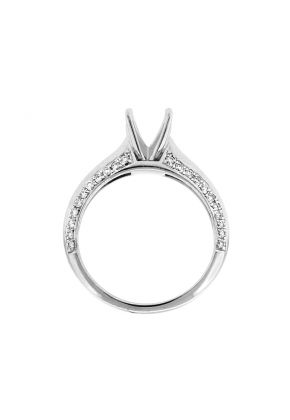 Knife Edge Shank Bordered with Diamonds Semi Mount Engagement Ring in 18kt White Gold