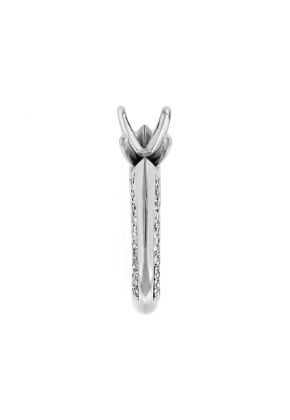 Knife Edge Shank Bordered with Diamonds Semi Mount Engagement Ring in 18kt White Gold