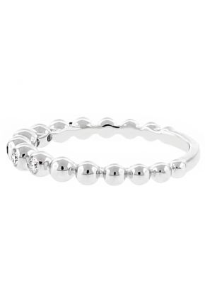 Stackable 5 Bezel Set Diamonds Beaded Ring in 18kt White Gold