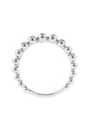 Stackable 5 Bezel Set Diamonds Beaded Ring in 18kt White Gold