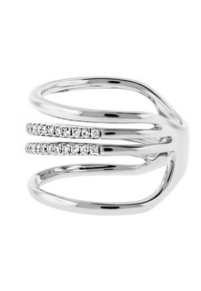Four Row Open Row Design Diamond Ladies Ring in 18kt White Gold