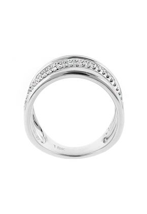 Four Row Open Row Design Diamond Ladies Ring in 18kt White Gold