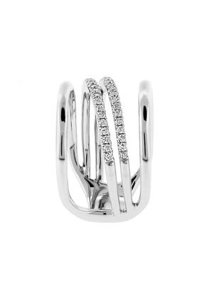 Four Row Open Row Design Diamond Ladies Ring in 18kt White Gold