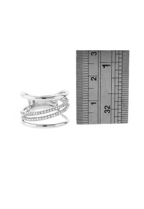 Four Row Open Row Design Diamond Ladies Ring in 18kt White Gold