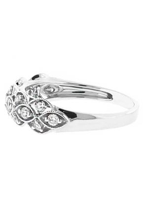 Three Row Eyelet Ladies Ring in 18kt White Gold