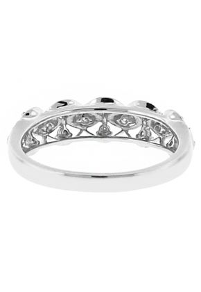 Three Row Eyelet Ladies Ring in 18kt White Gold